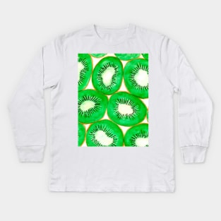 Watercolor kiwi slices pattern Kids Long Sleeve T-Shirt